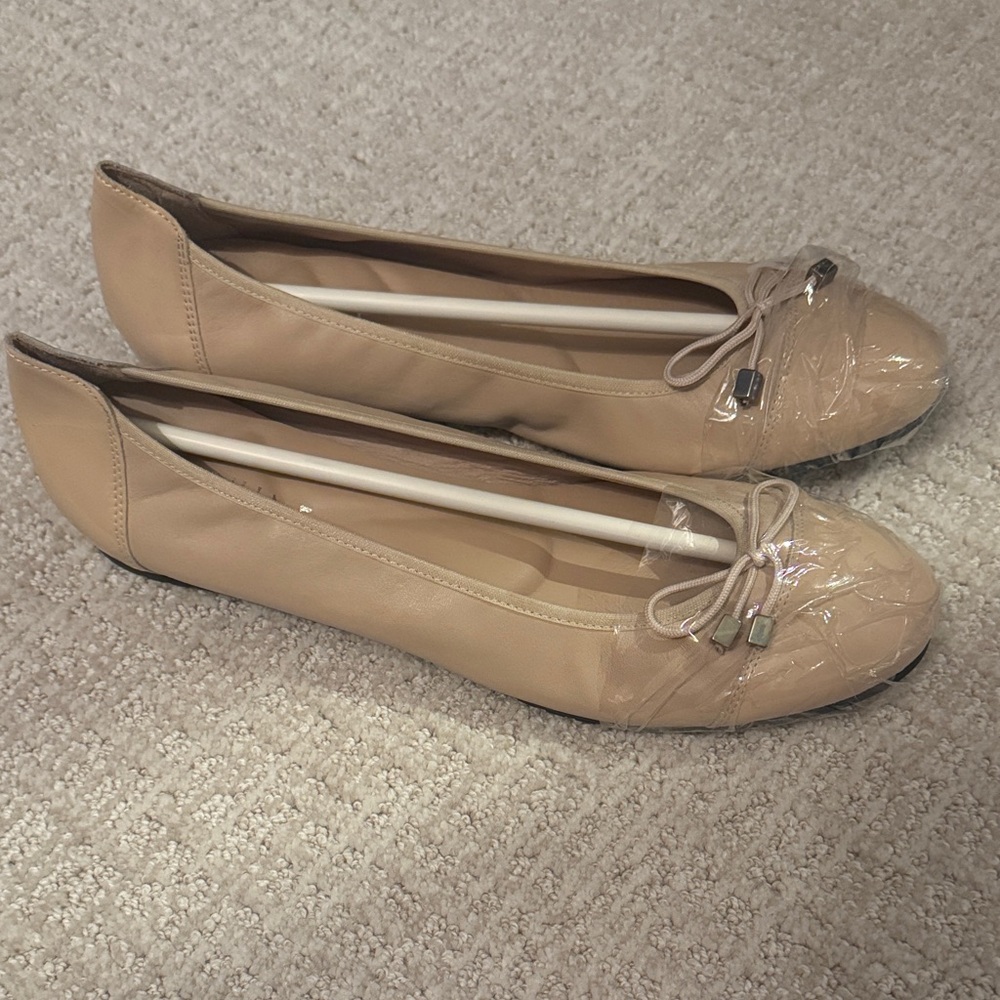 Seraphine Beige Ballet Flats with Bow